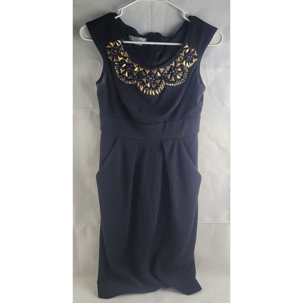 London Times black Embellished Sleeveless Sheath Dress 2P